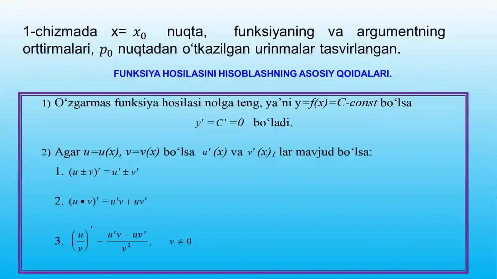 5-MA’RUZA:.FUNKSIYANING HOSILASI VA DIFFERENSIALLAR 4