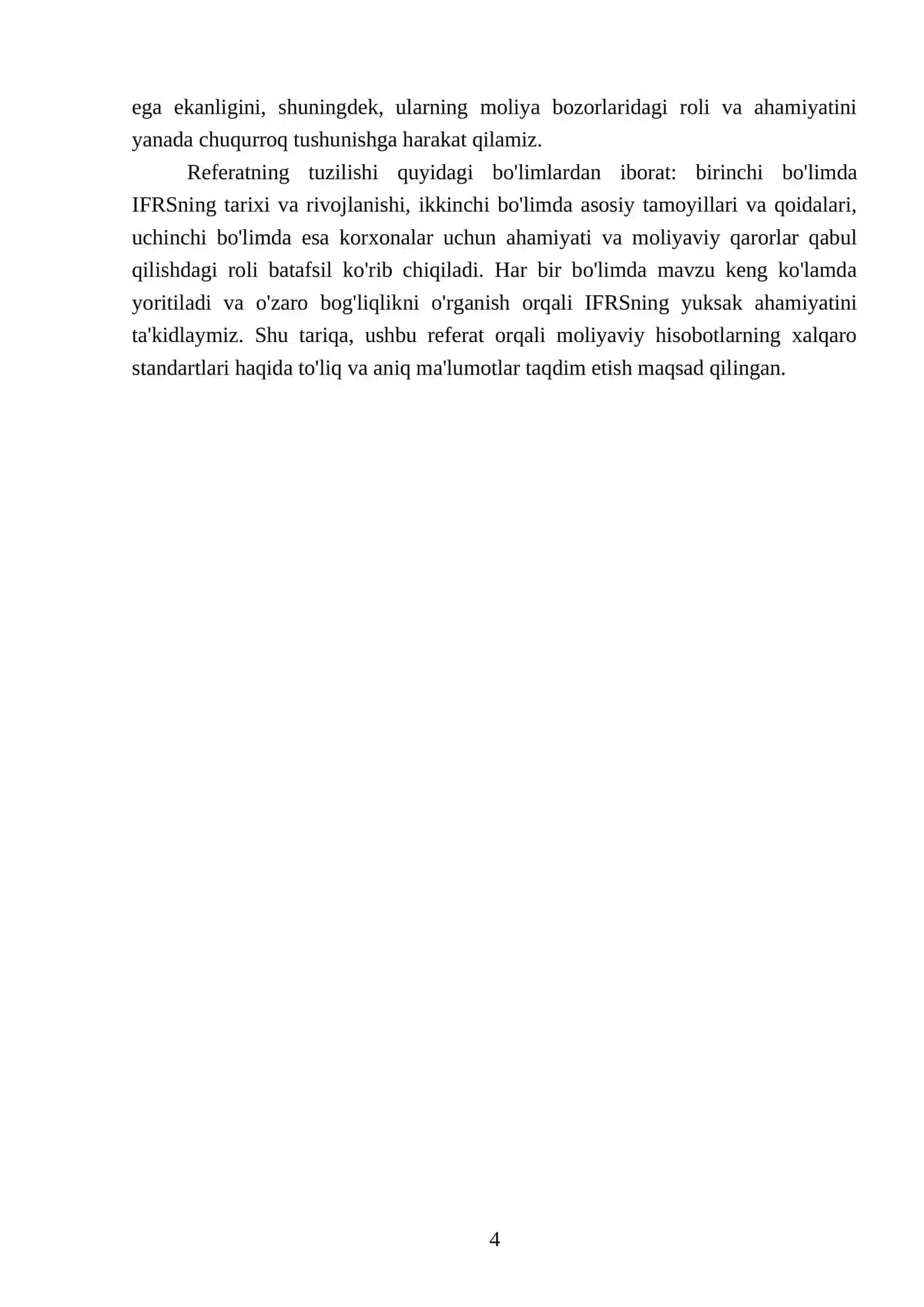Moliyaviy hisobotlarning xalqaro standartlari (IFRS) va ularning ahamiyati 4
