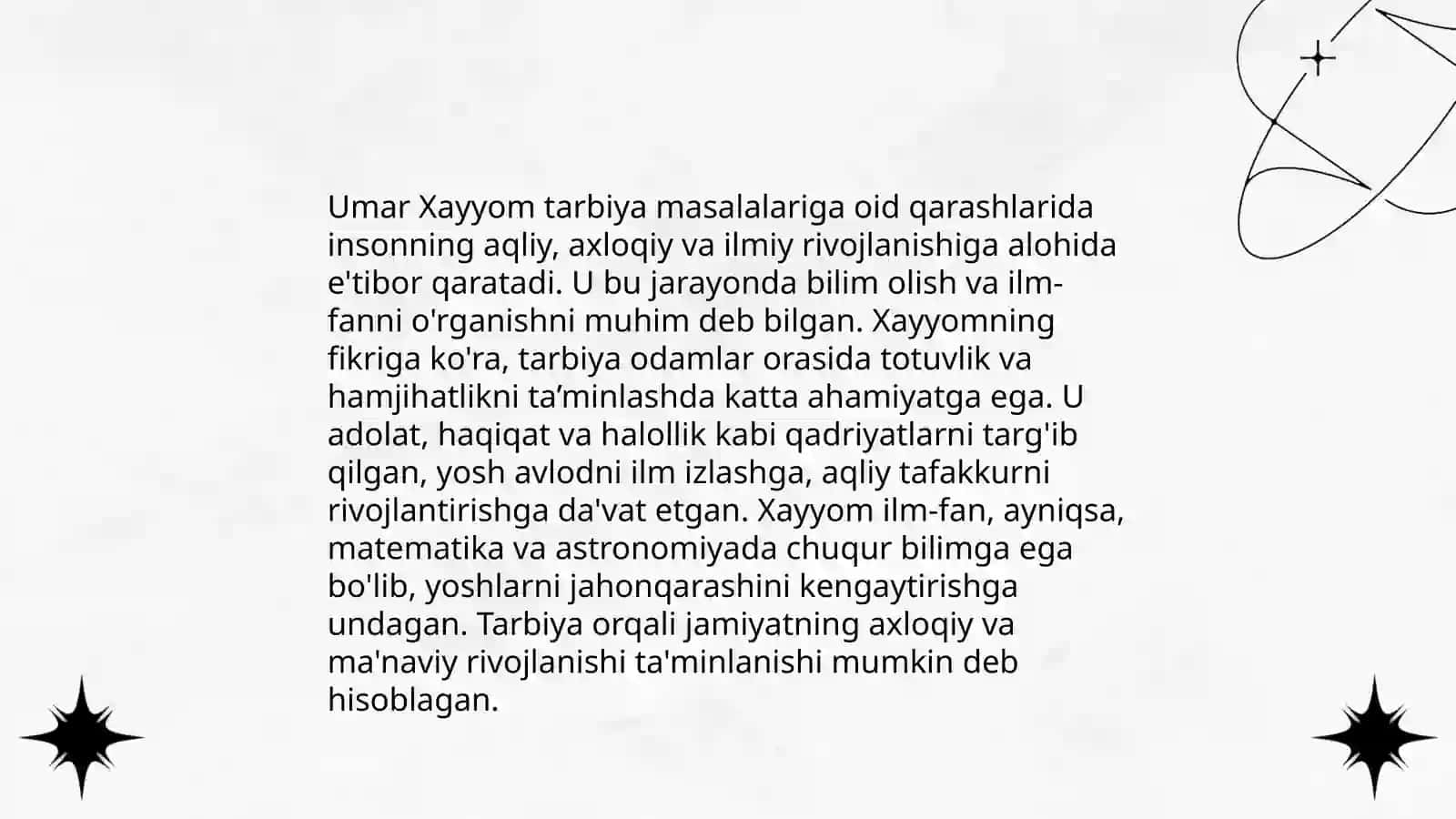 Umar Xayyomning ta'lim tarbiyaga oid qarashlari 4