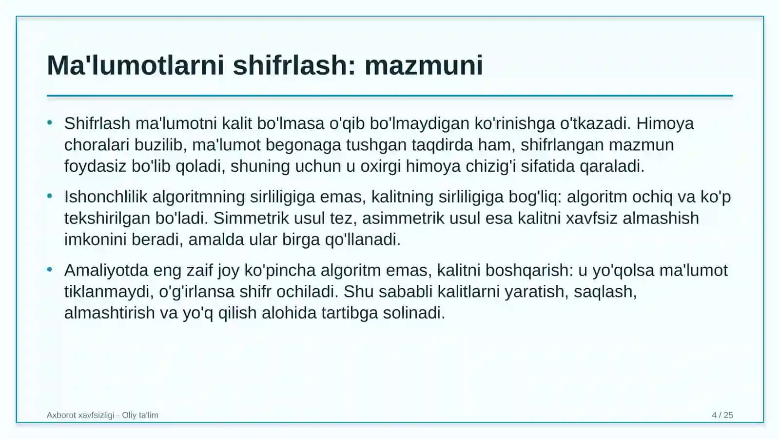 Zargarlik do'konlarida ma'lumotlarni shifrlash 4
