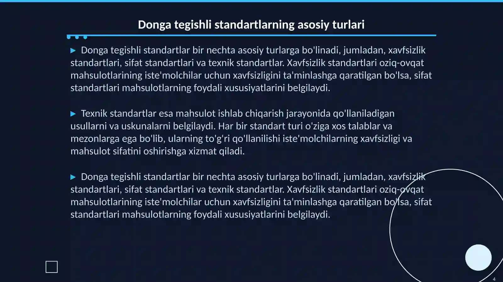 Donga tegishli standartlar 4
