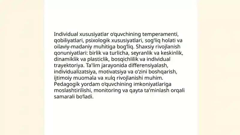 Boshlanģich ta'lim òquvchisi rivojlanishining asosiy qonuniyatlari 4