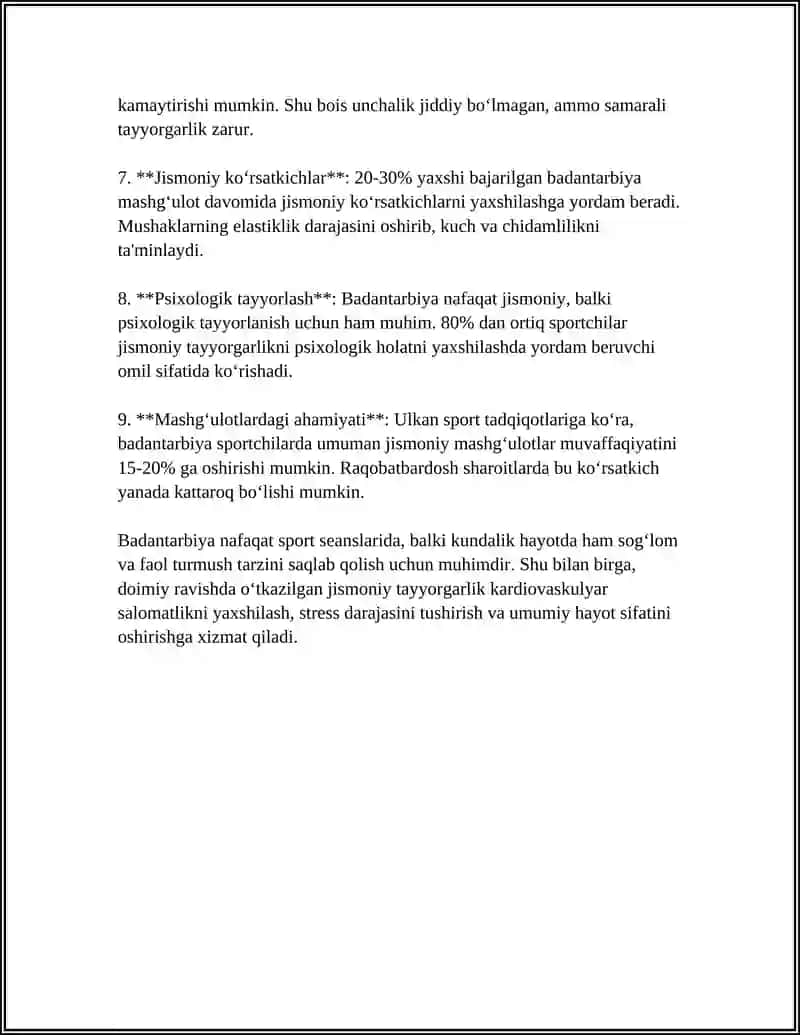 BADANTARBIYA(RAZMINKA) MOHIYATI, OʻTKAZILISHI VA UNING TASHKILIY QISMLARI 4