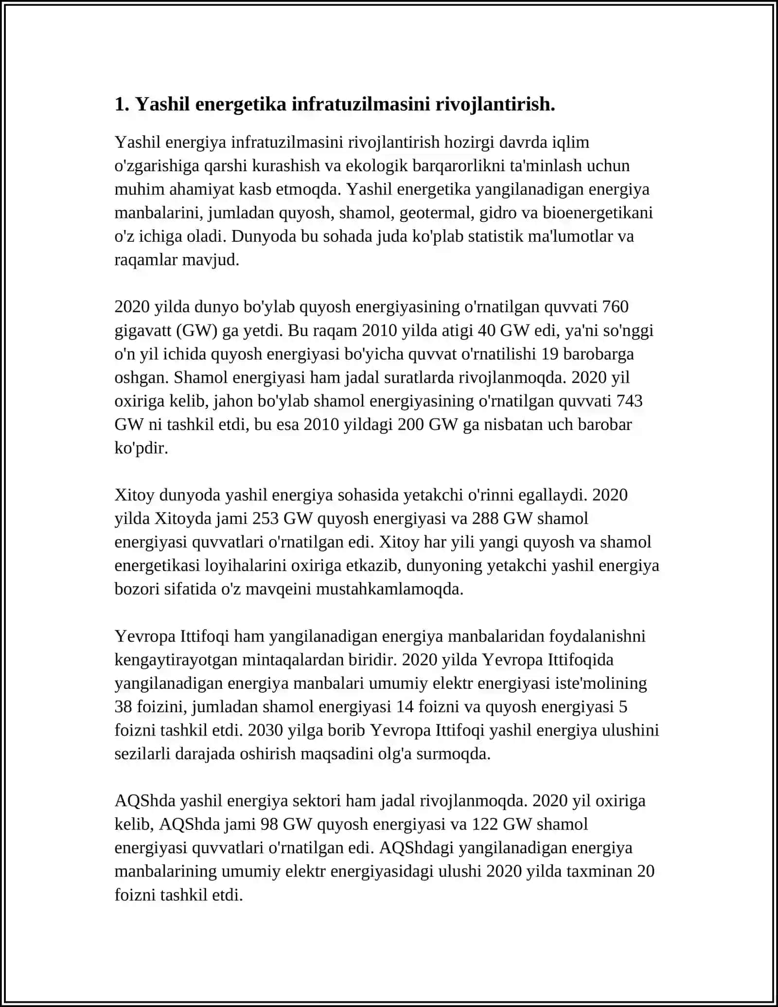 "YASHIL LOYIHALAR"NI INVESTITSIYALASH YONALISHLARI VA DASTAKLARI 4