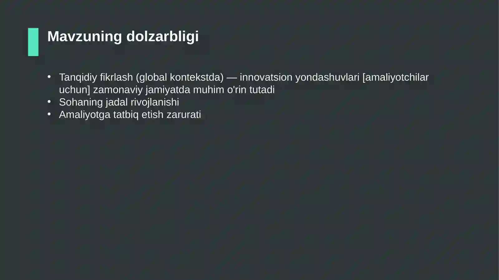 Tanqidiy fikrlash (global kontekstda) — innovatsion yondashuvlari [amaliyotchilar uchun] 4