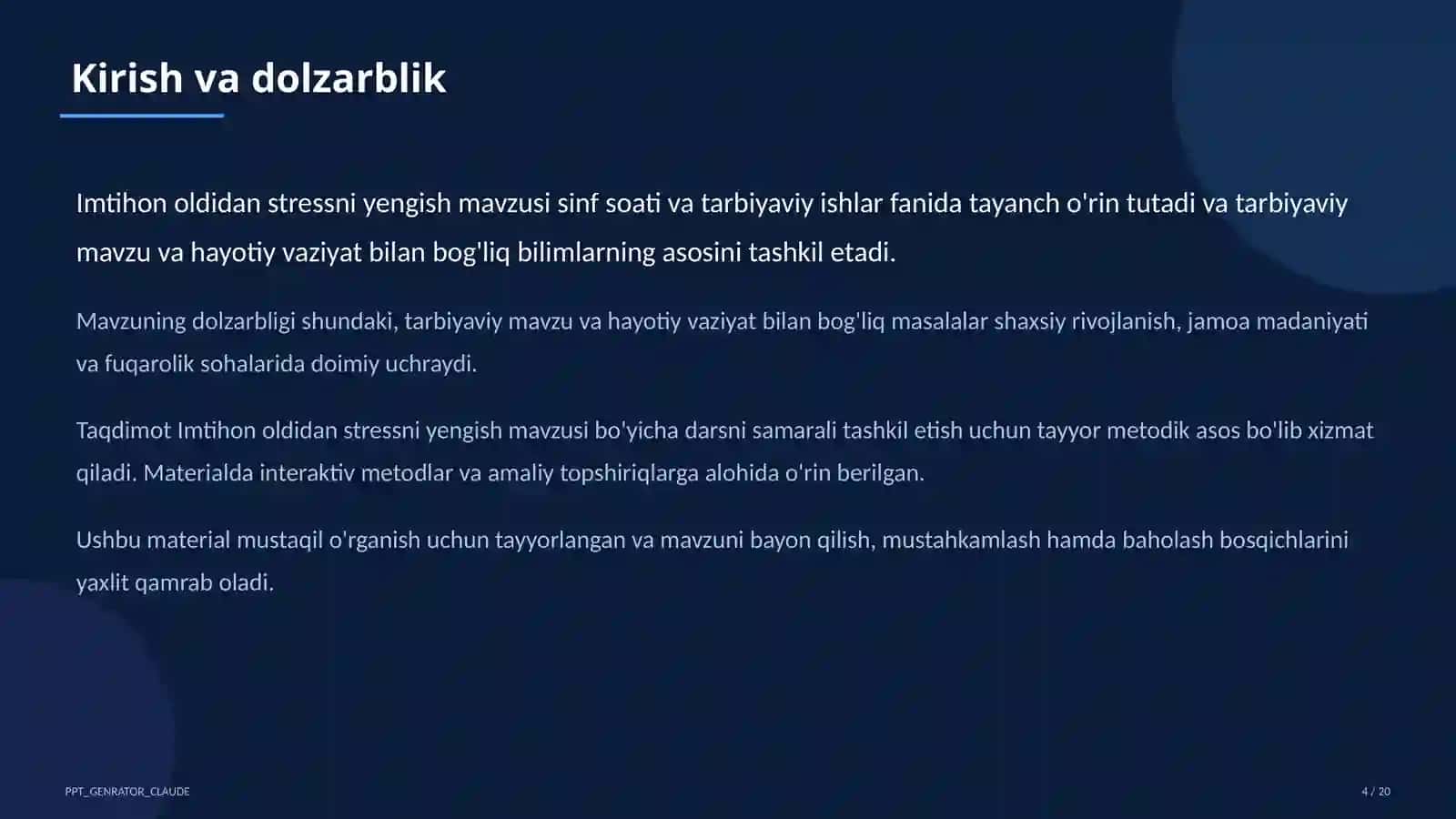 Sinf soati va tarbiyaviy tadbirlar 4