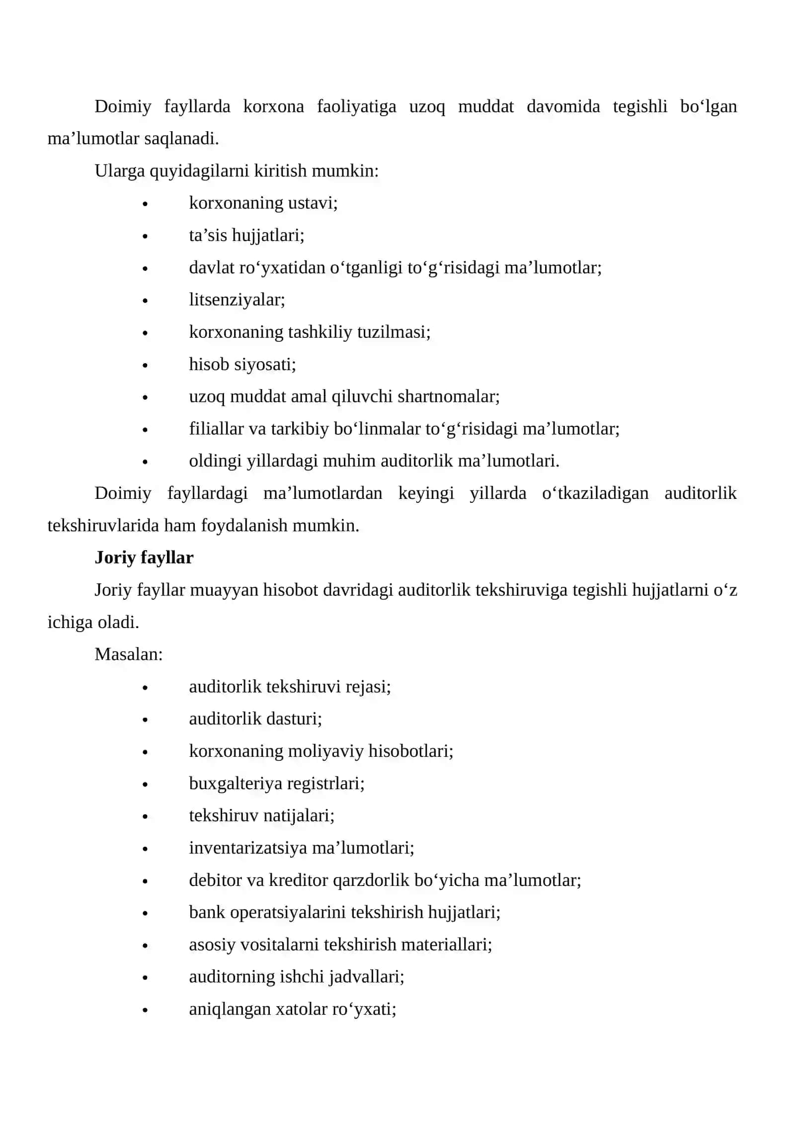 AUDITORLIK TEKSHIRUVINI HUJJATLASHTIRISH 4