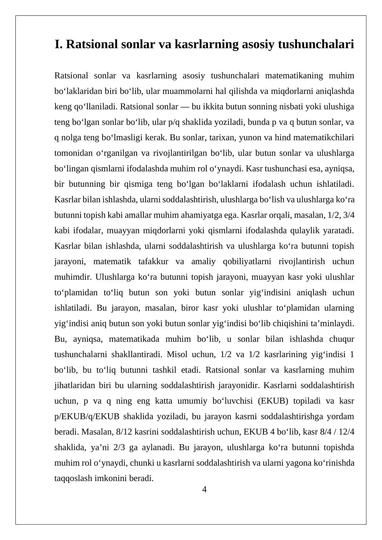 Ratsional Sonlar va Kasrlar 4