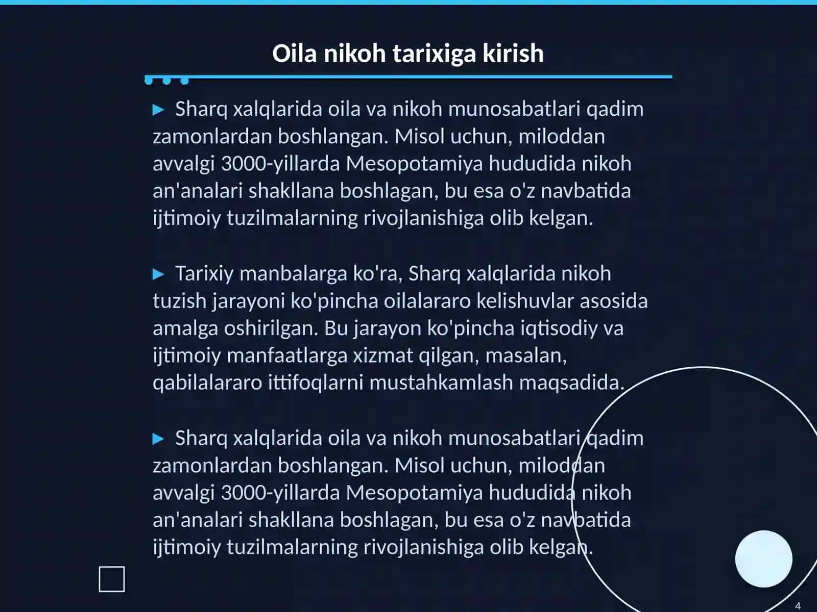 Sharq xalqlari oila nikoh munosabatlari va tarixshunosligi 4