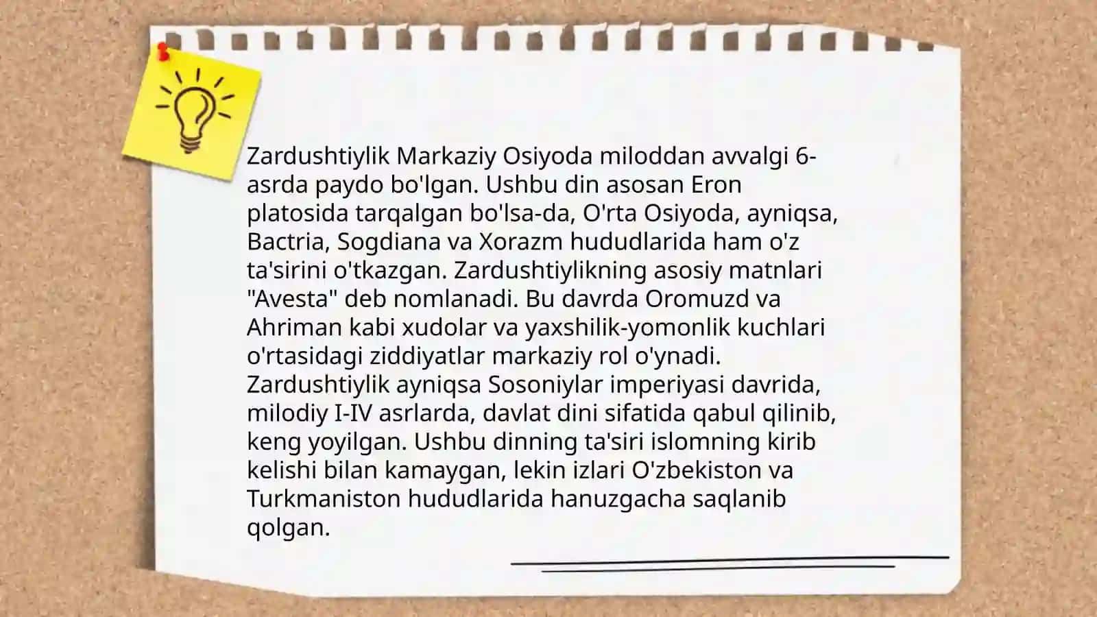 Markaziy Osiyoda zardushtiylik dini, zardushtiylikning asosiy manbalari va taraqqiyoti 4