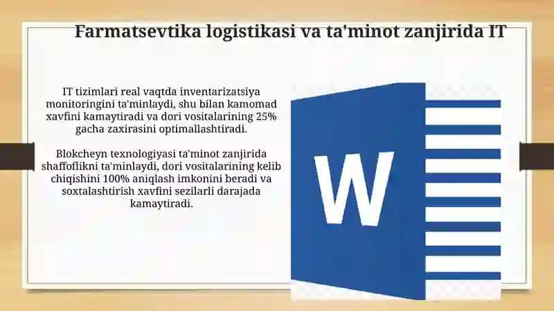 Farmatsevtikada axborot texnologiyalaridan foydalanishning asosiy yo'nalishlari 4