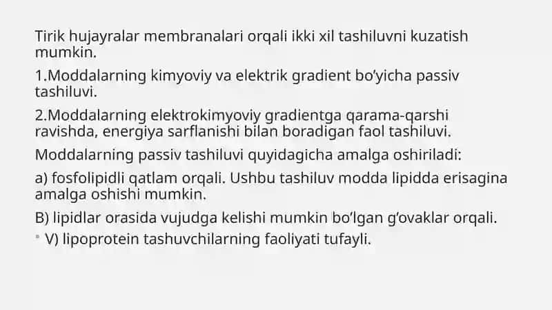 biologik membranalardagi fizik jarayonlar 4