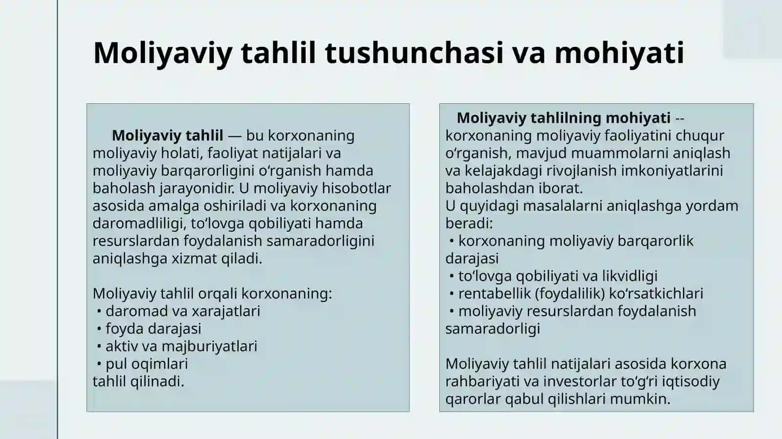 Moliyaviy va boshqaruv tahlili 4