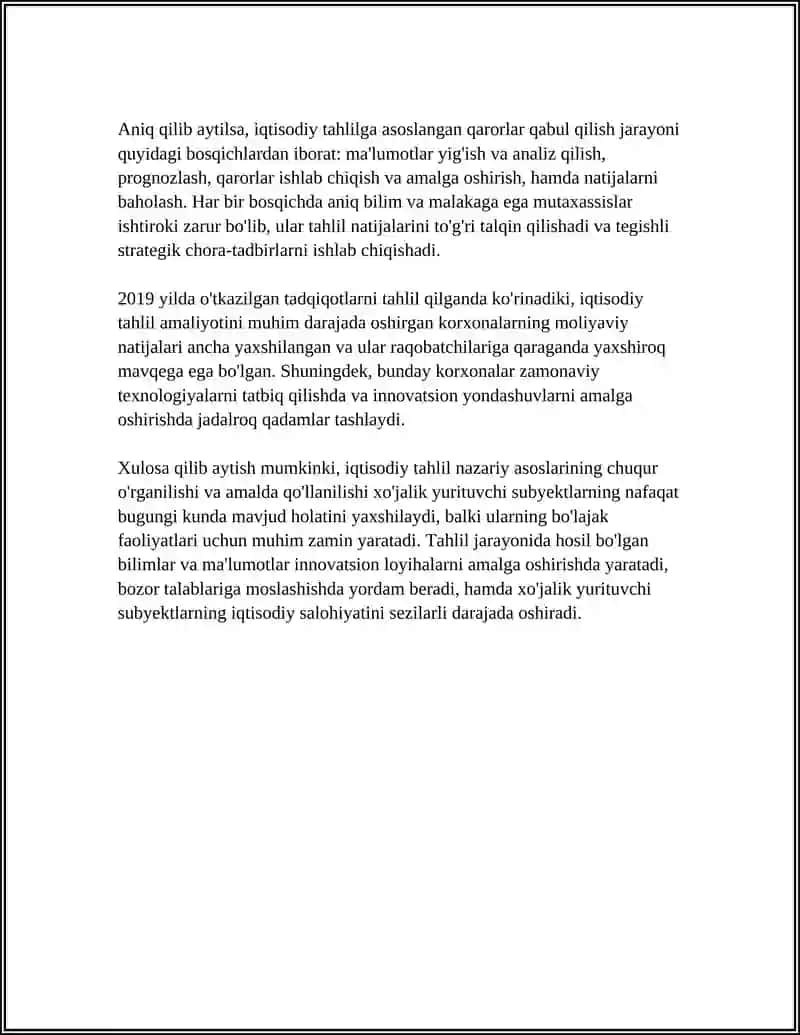 Iqtisodiy tahlilning nazariy asoslari va xo'jalik yurituvchi subyektlar salohiyatini oshirishdagi roli 4