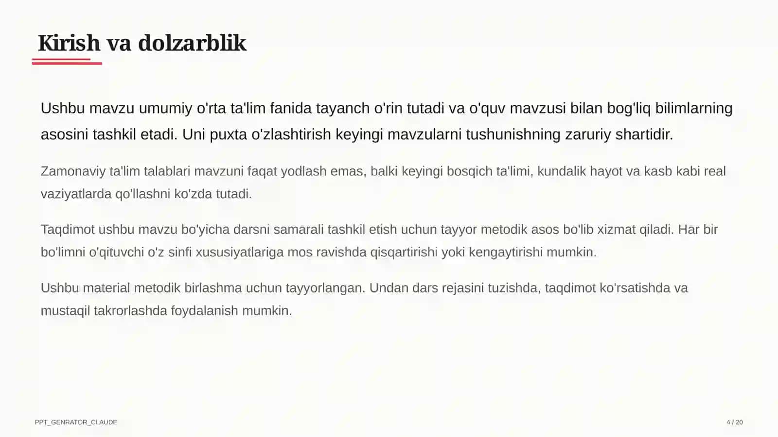 Spiral yondashuv: bilim va ko'nikmalarni sinfdan sinfga bosqichma-bosqich rivojlantirish 4