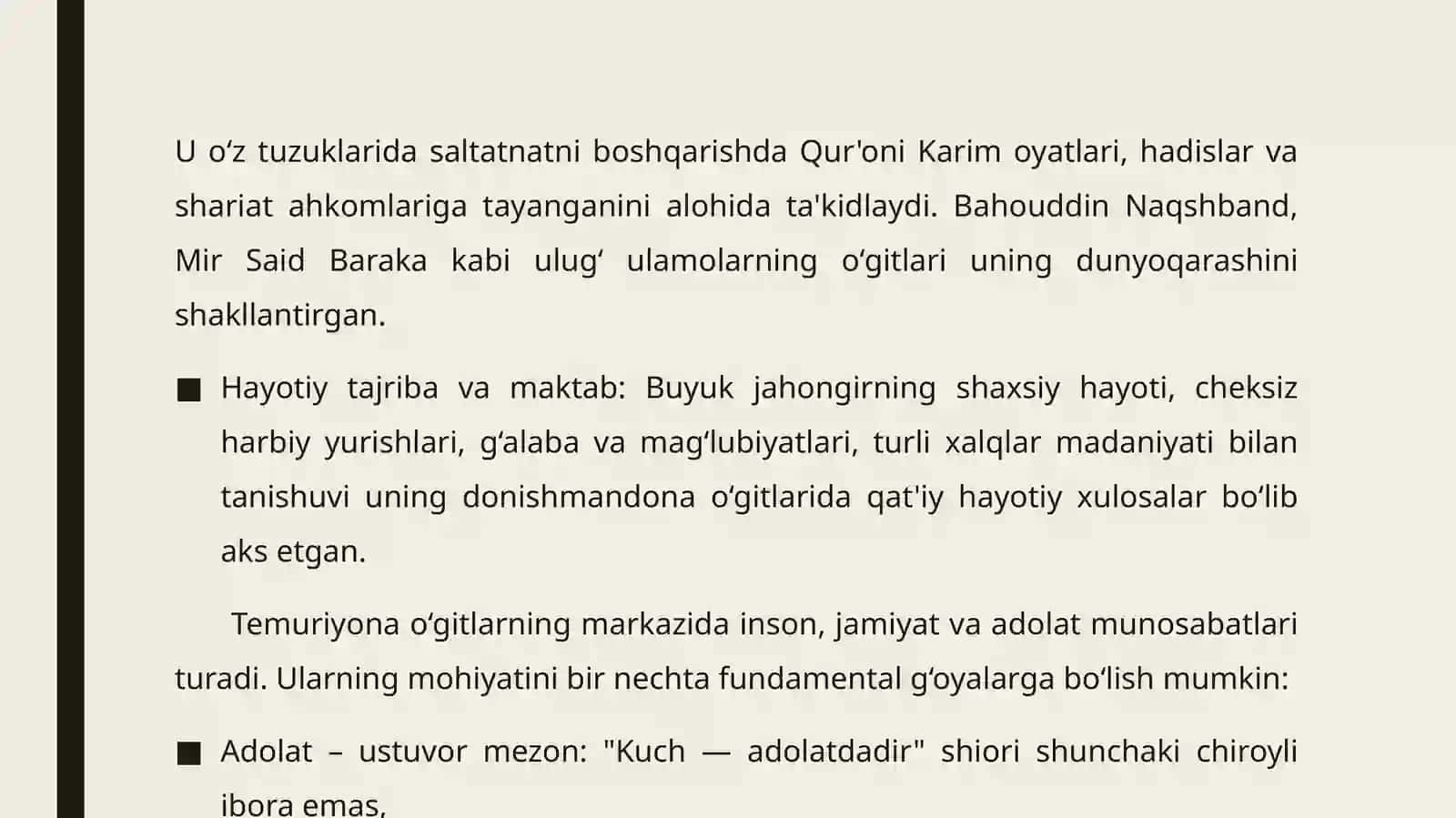 Amir Temur o’gitlarining tarbiyaviy ahamiyati 4