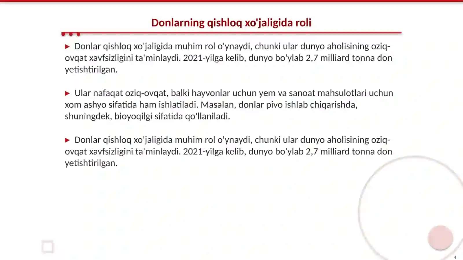 Donlarning turlari va tavsifi 4