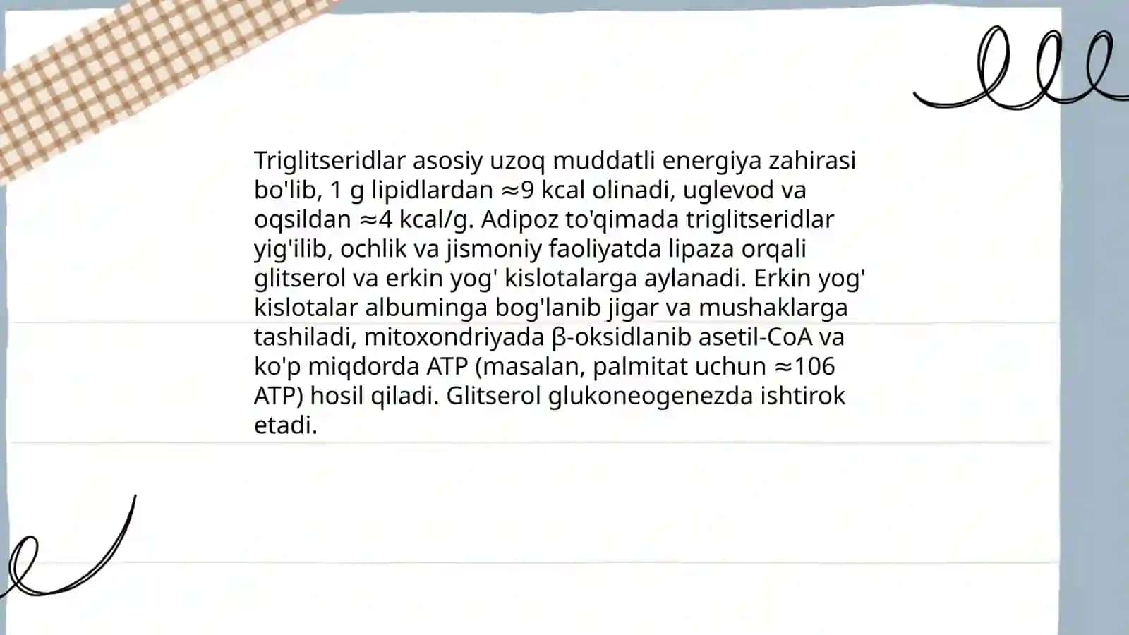 Lipidlarning modda almashinuvidagi roli 4