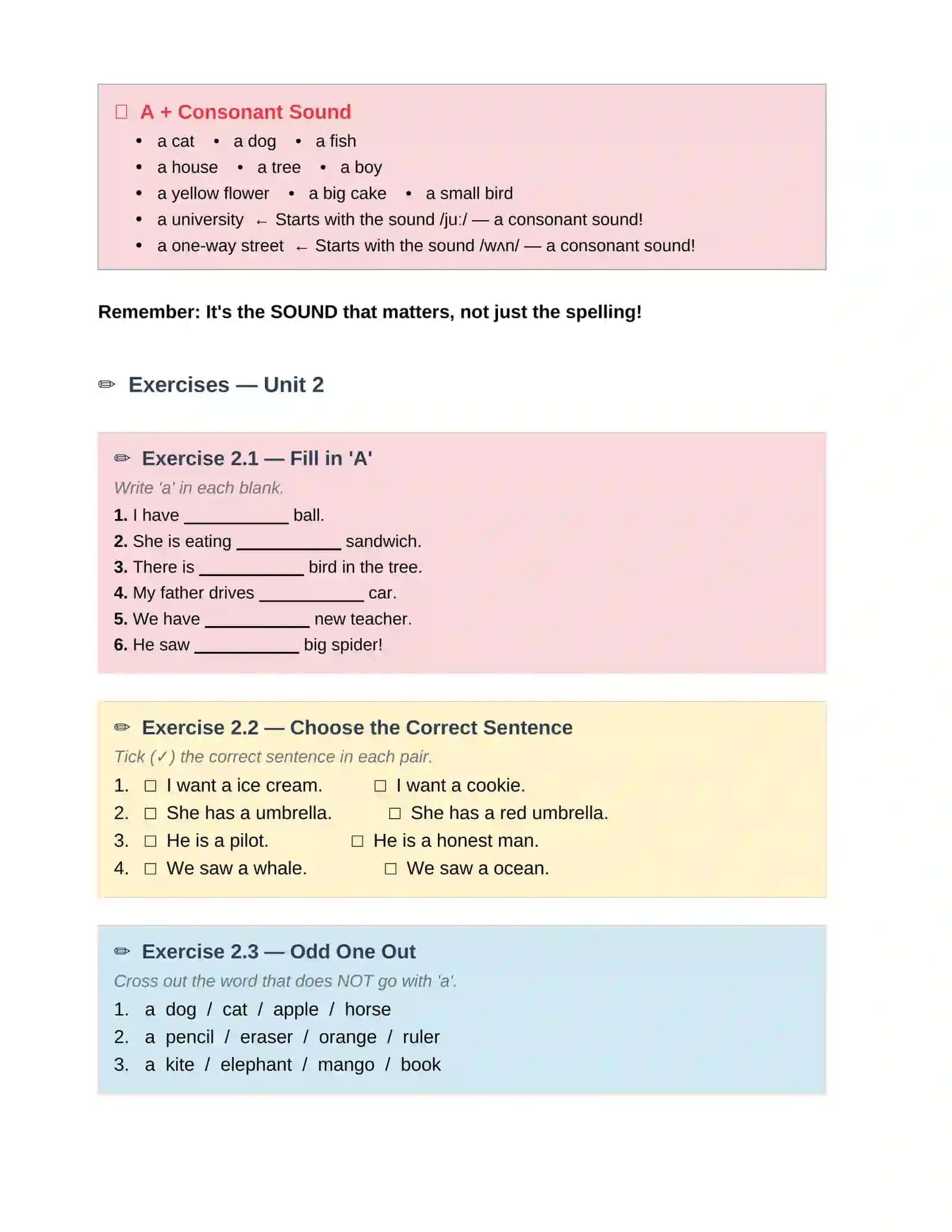 A , An , The artikllar uchun TEXTBOOK 4
