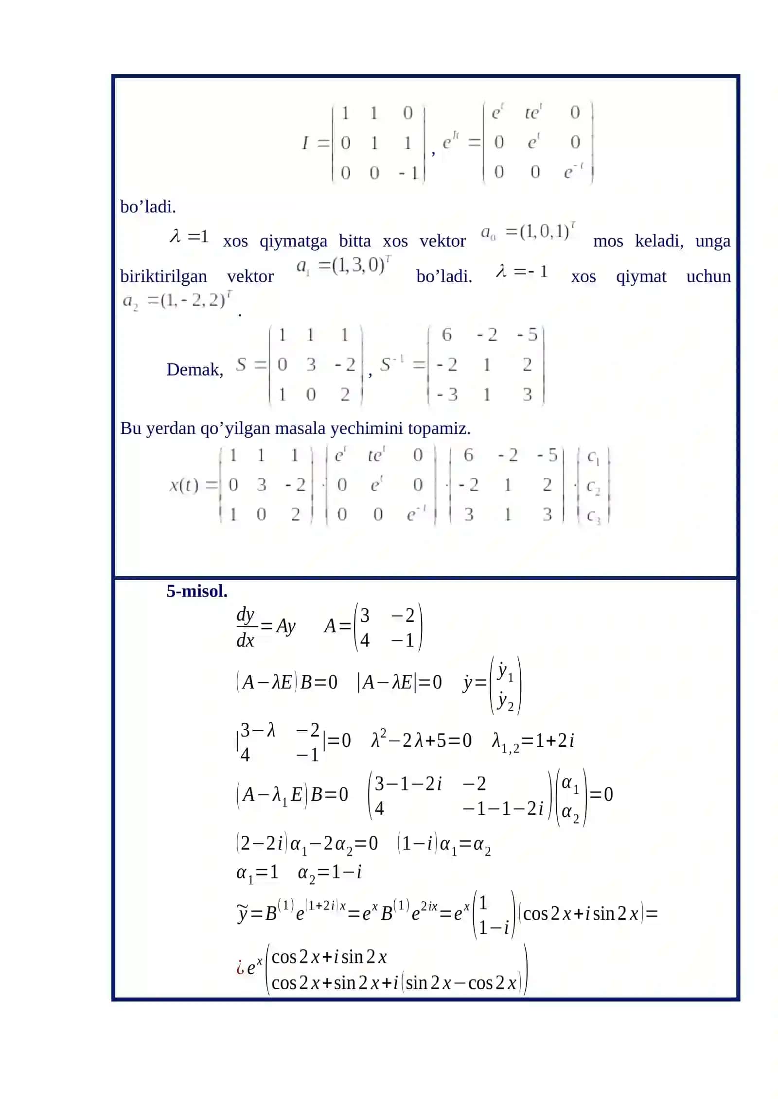 EKSPONENSIAL MATRISANI HISOBLASH. MATRISALI DIFFERENSIAL TENGLAMALARNI INTEGRALLASH 4
