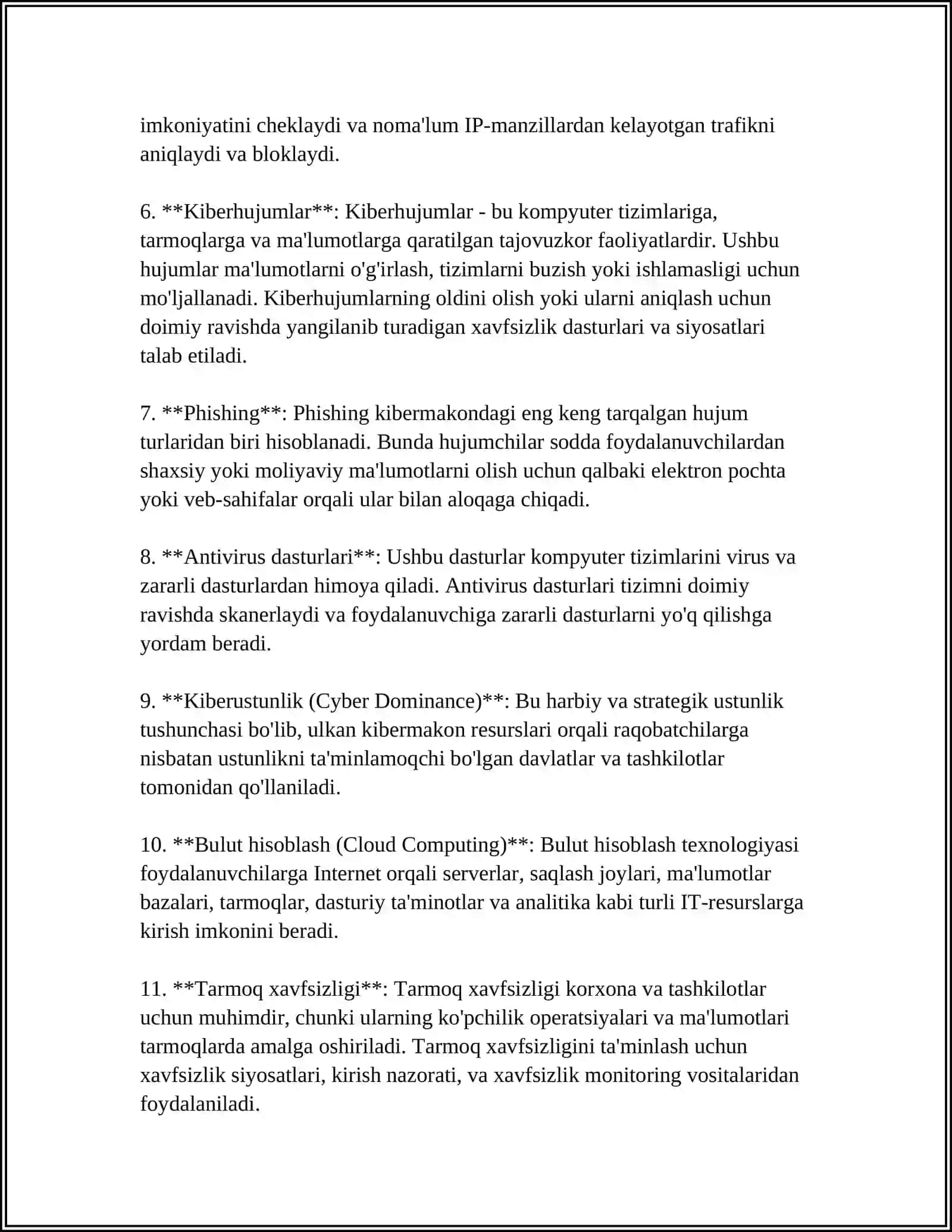KIBER MAKON, KIBER TERRORIZM KIBER ZO'RAVONLIK (CYBER BULLYING) TUSHUNCHALARI MOHIYATI 4