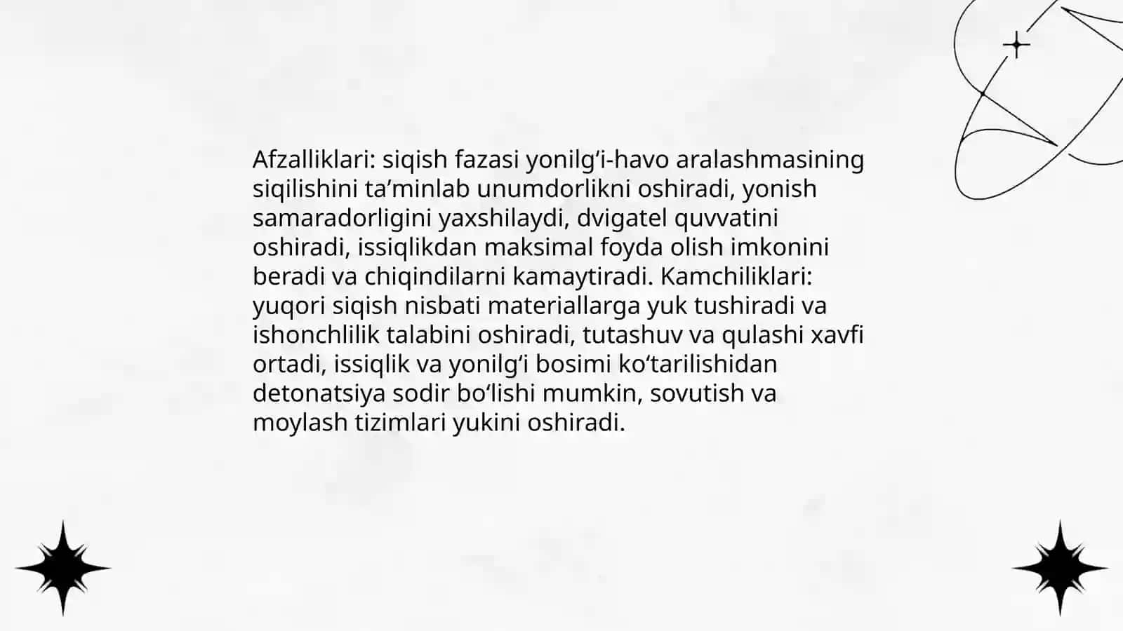 Mexanizimlarning afzalliklari va kamchiliklari. Gaz taqsimlash fazalari 4