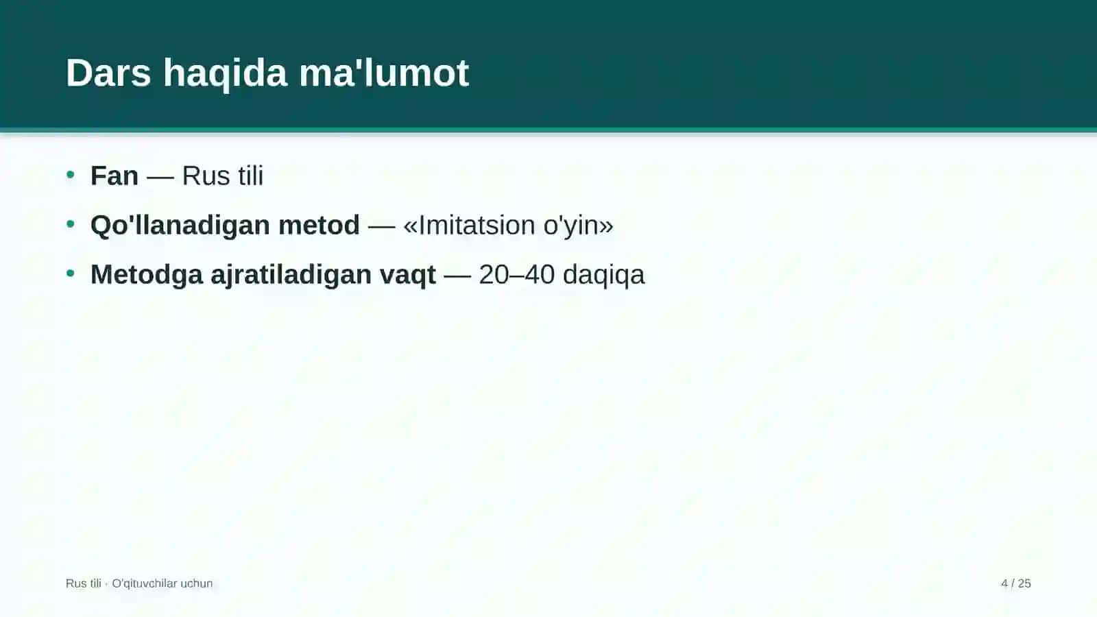 rus tili darslarida imitatsion o'yin metodidan foydalanish 2928 4