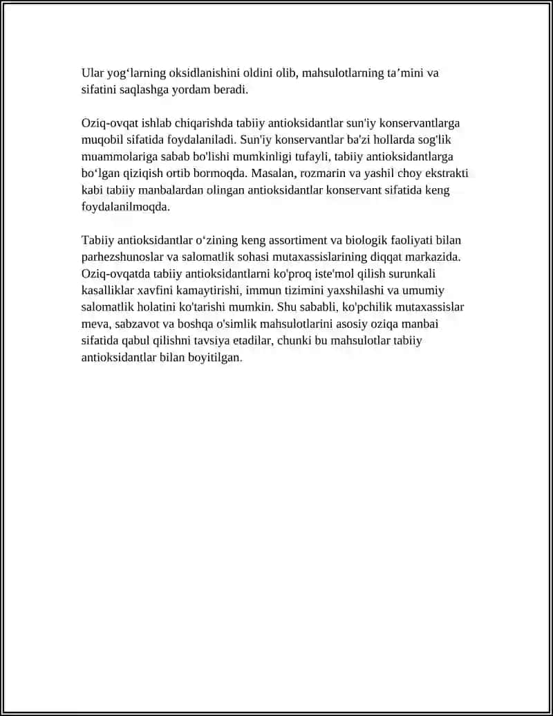 Tabiiy Antioksidantlar va Oziq-Ovqatdagi Roli 4