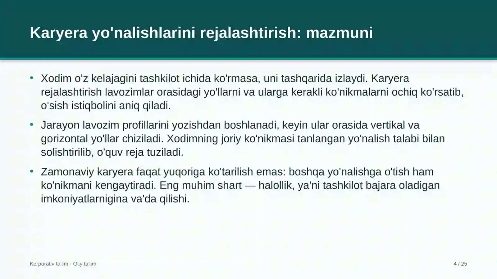 boshqaruv servis kompaniyalarida karyera yo'nalishlarini rejalashtirish 1761 4