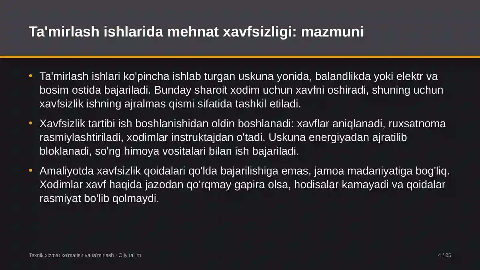 gaz ta'minoti korxonalarida ta'mirlash ishlarida mehnat xavfsizligini ta'minlash 8464 4