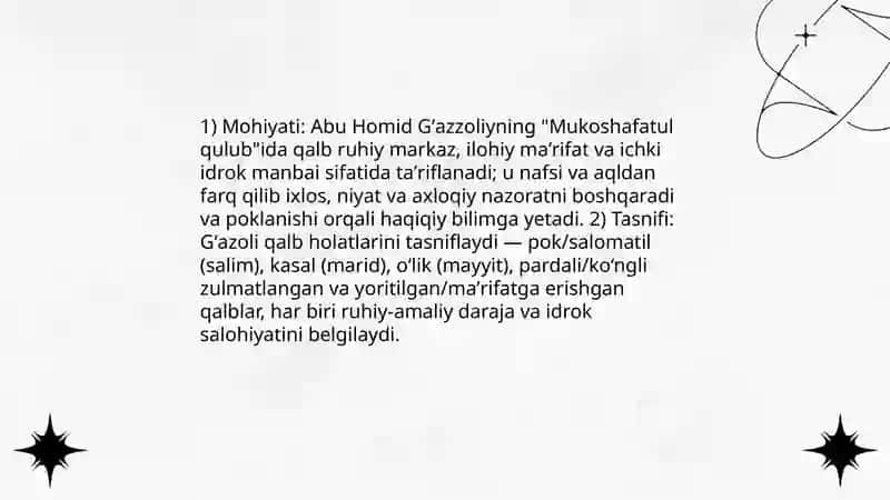 Abu Homid Gʻazzoliyning “Mukoshafatul qulub” asari 4