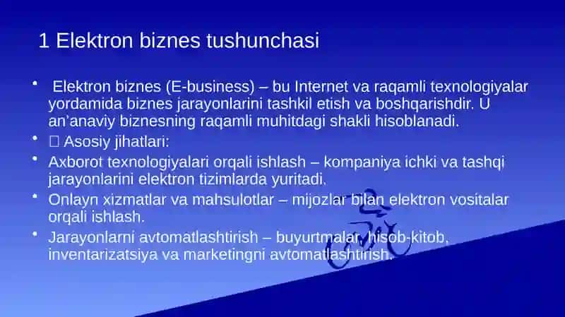 Elektron biznes va Mobil-tijorat Topshiriq 4
