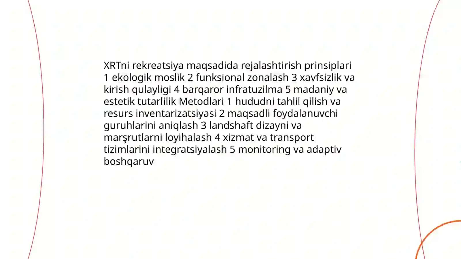 Hududiu reaktsion tizimlari(XRT) rekreatsiya maqsadida rivojlantirish 4