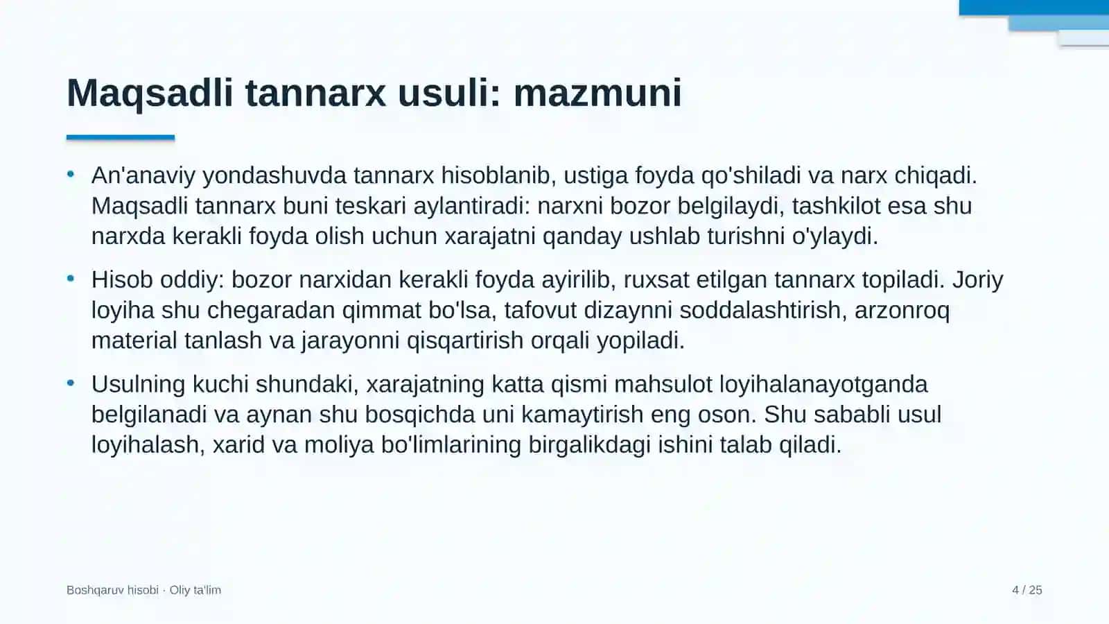 santexnika montaj ishlarida maqsadli tannarx usulini qo'llash 4151 4