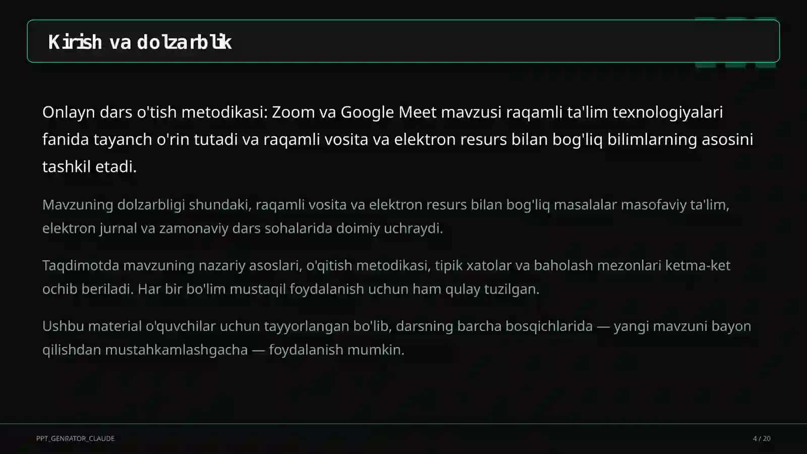 Onlayn dars o'tish metodikasi: Zoom va Google Meet 4