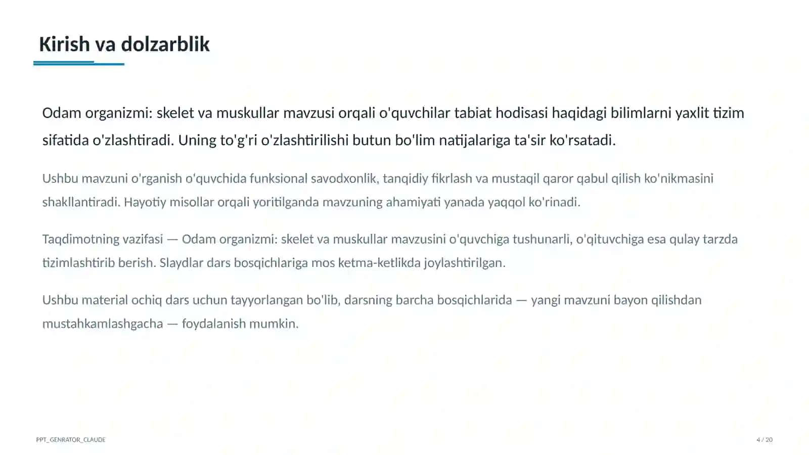Odam organizmi: skelet va muskullar (4-sinf) 4