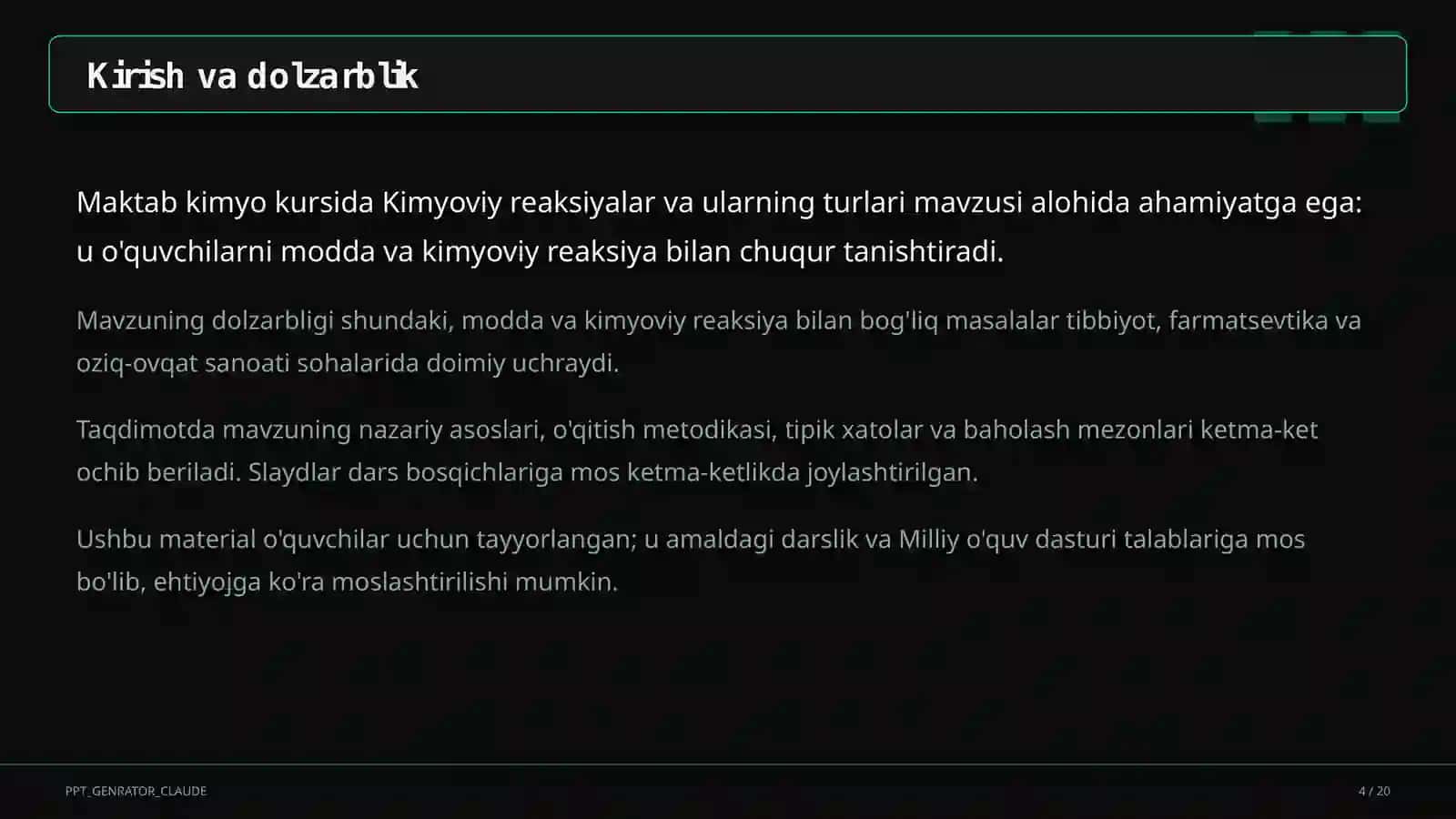 Kimyoviy reaksiyalar va ularning turlari (7-sinf) 4