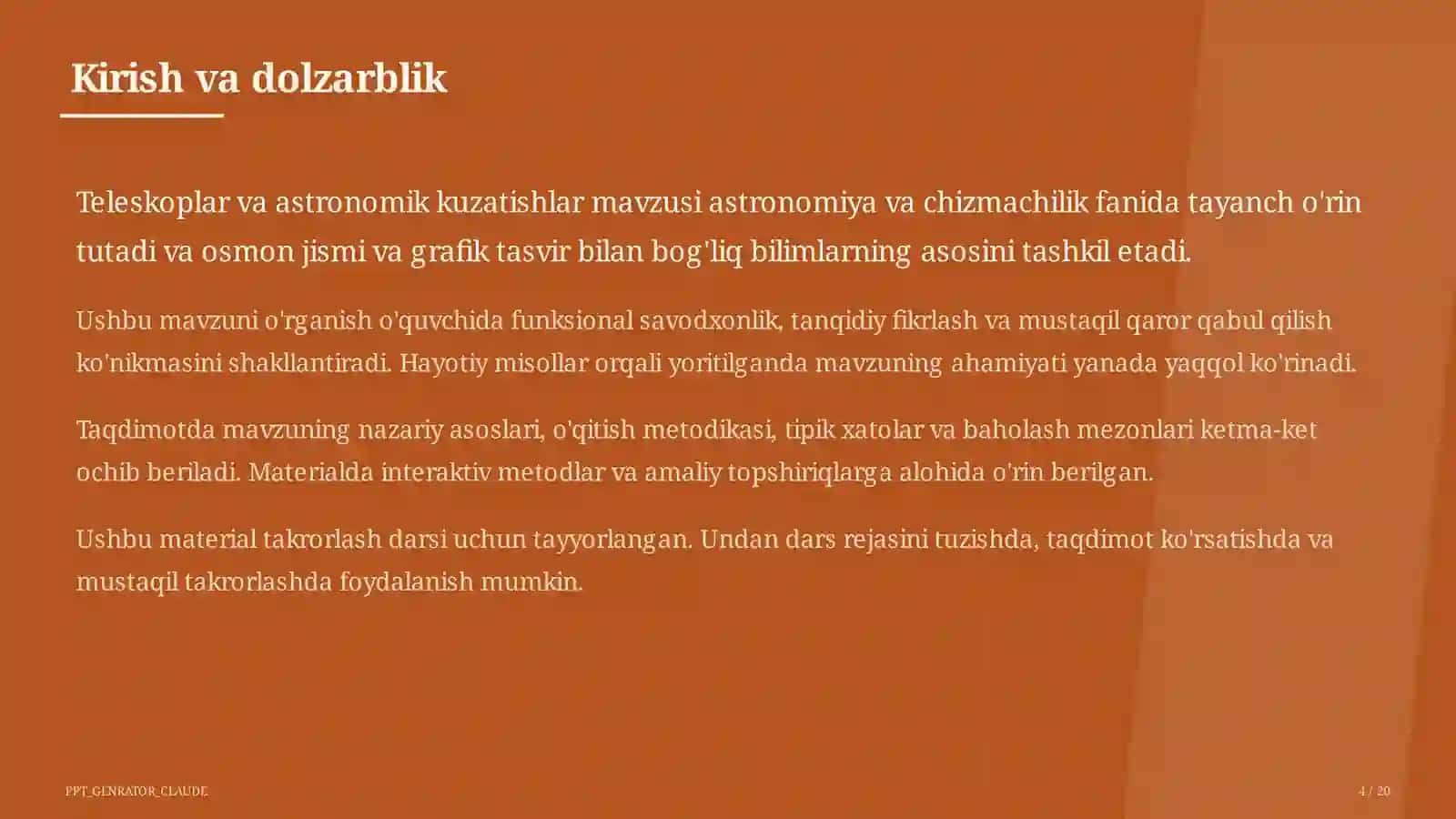 Teleskoplar va astronomik kuzatishlar (10-sinf) 4