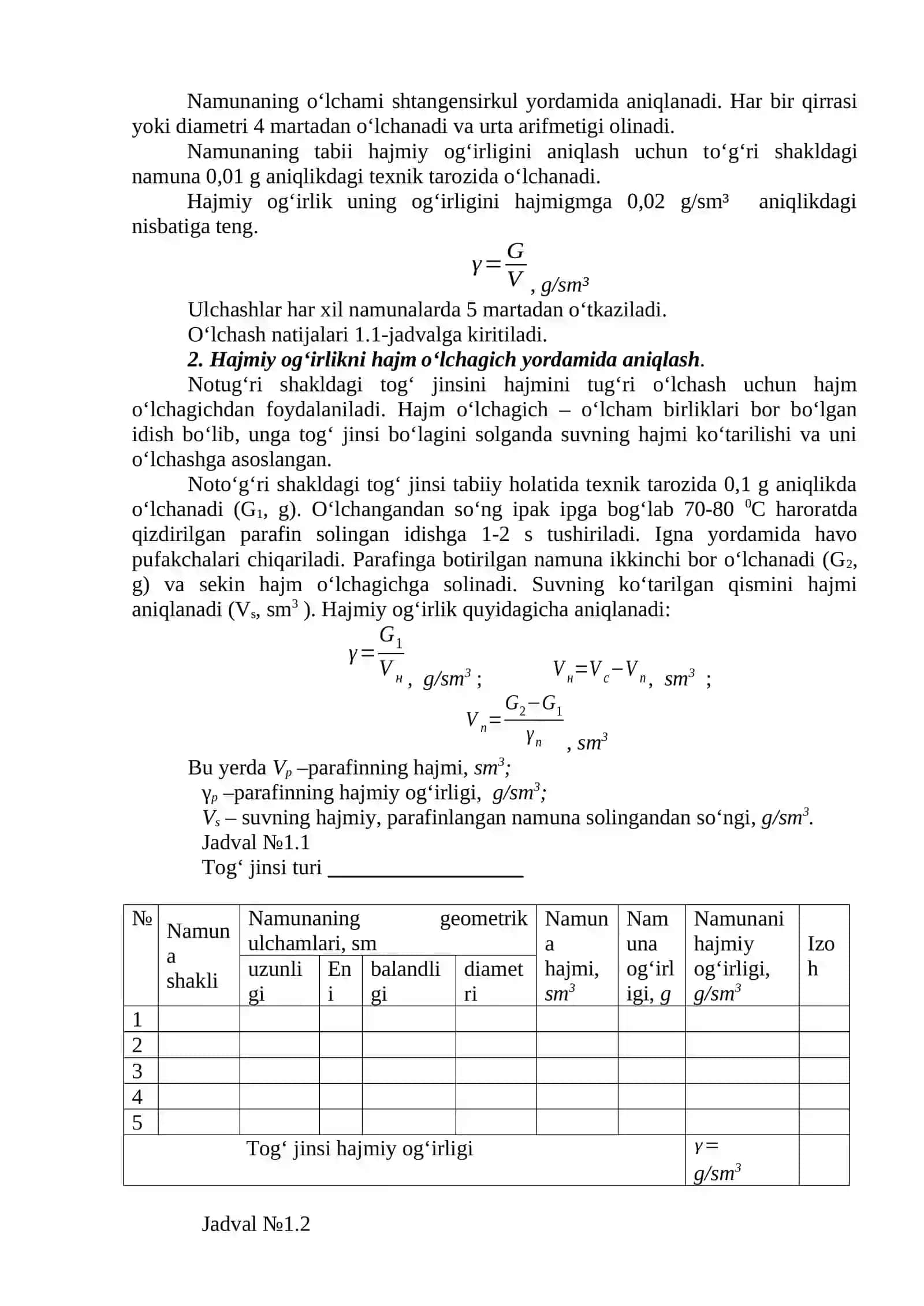 Konchilik ishi uchun Gravitatsiya Usulida Boyitish fanidan amaliy mashg'ulotlar 4
