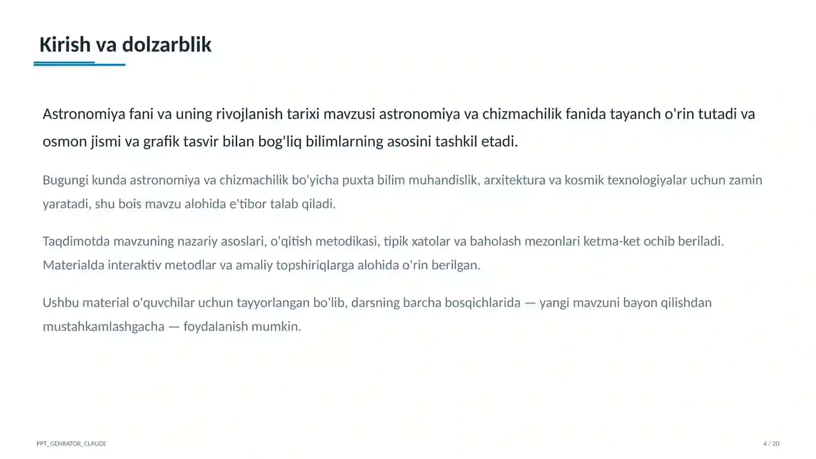 Astronomiya fani va uning rivojlanish tarixi (10-sinf) 4