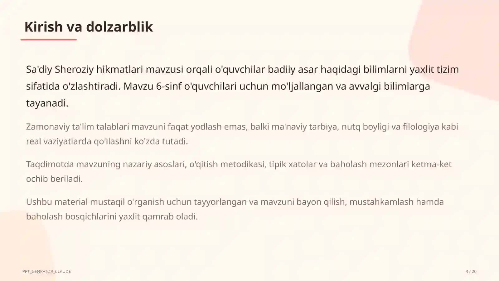 Sa'diy Sheroziy hikmatlari (6-sinf) 4
