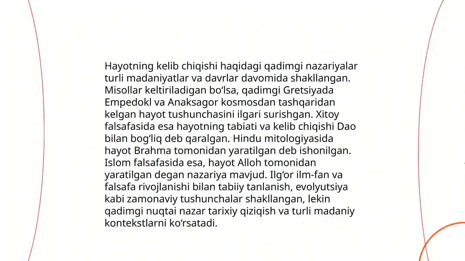 Hayot genezisi muammolari 4