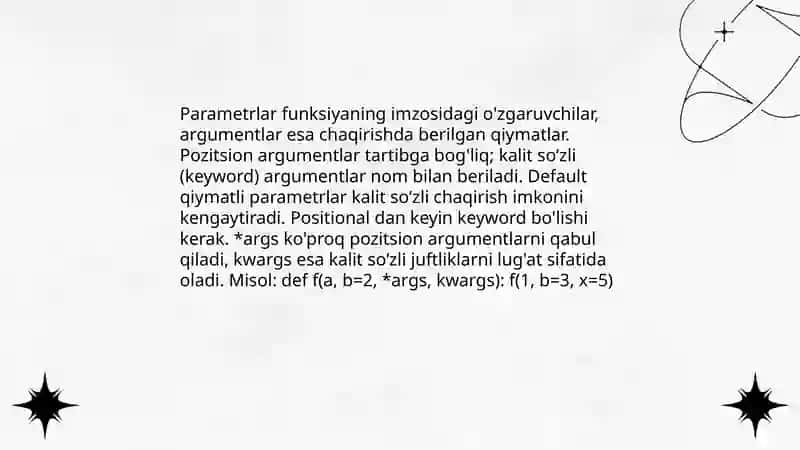 Python dasturlash tizimida funksiyalar 4