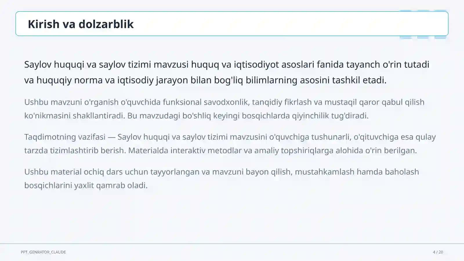 Saylov huquqi va saylov tizimi (10-sinf) 4