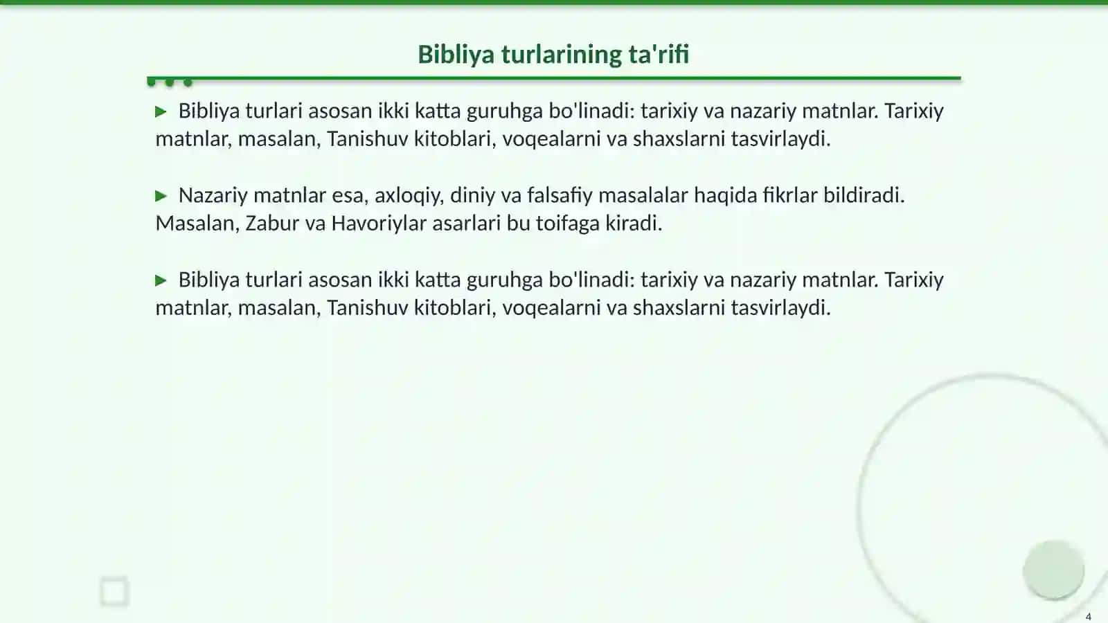 "Bibliya" va uning o’ziga xosligi 4