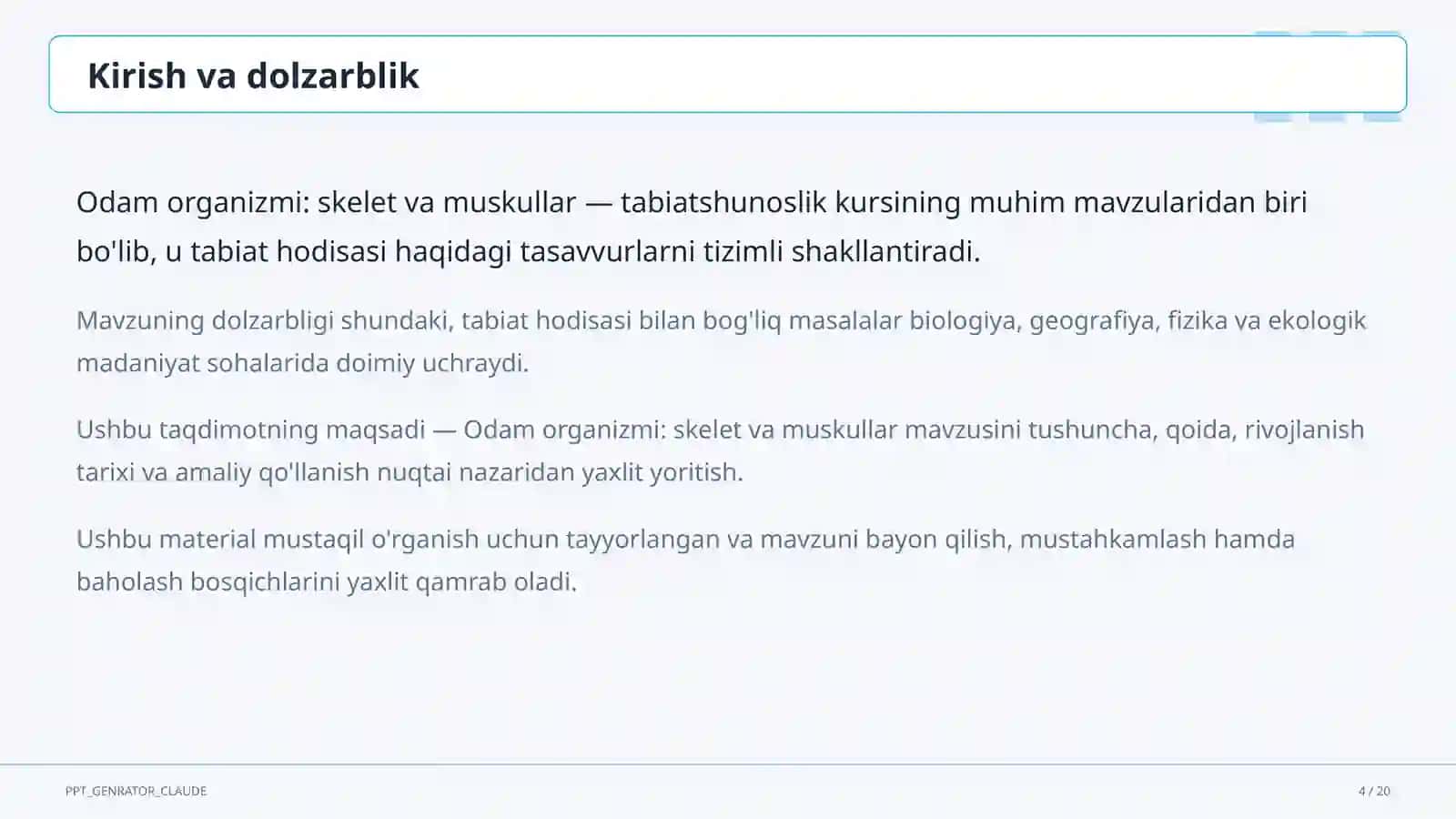 Odam organizmi: skelet va muskullar (4-sinf) 4