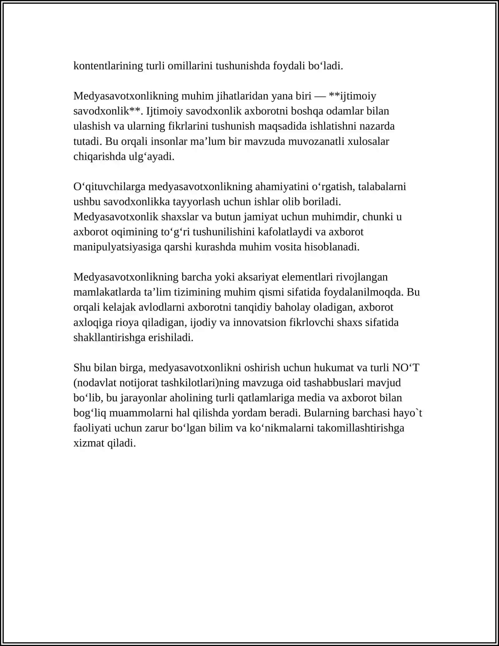 MEDYASAVOTXONLIK HAQIDA TUSHUNCHA 4