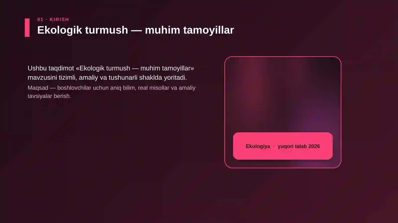 Ekologik turmush — muhim tamoyillar 4