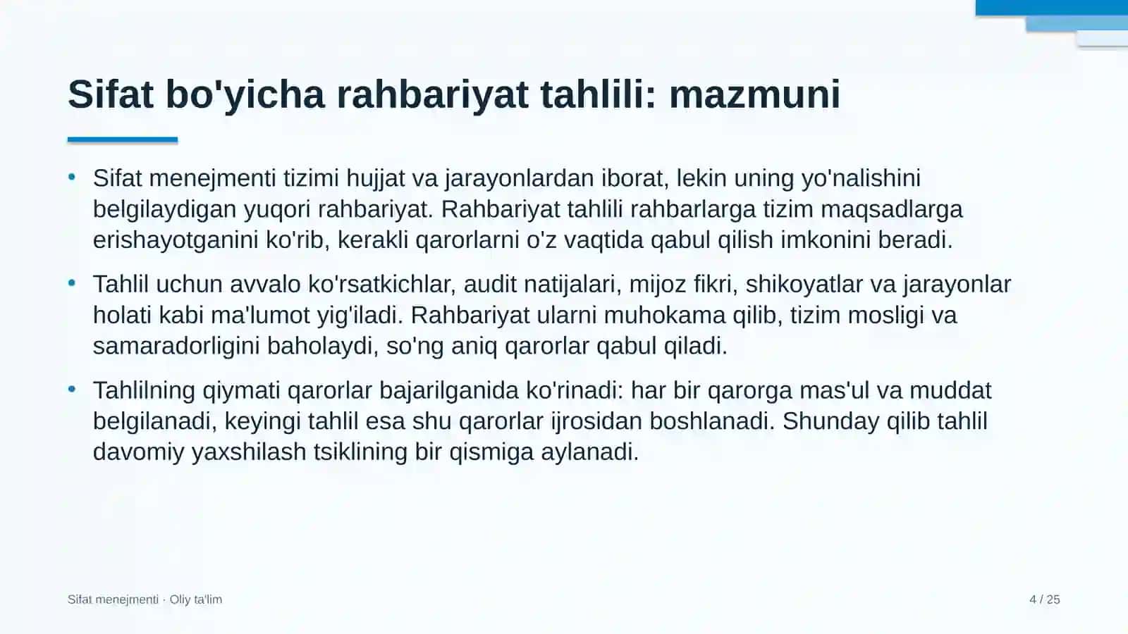 bog'dorchilikda sifat bo'yicha rahbariyat tahlilini o'tkazish 5923 4