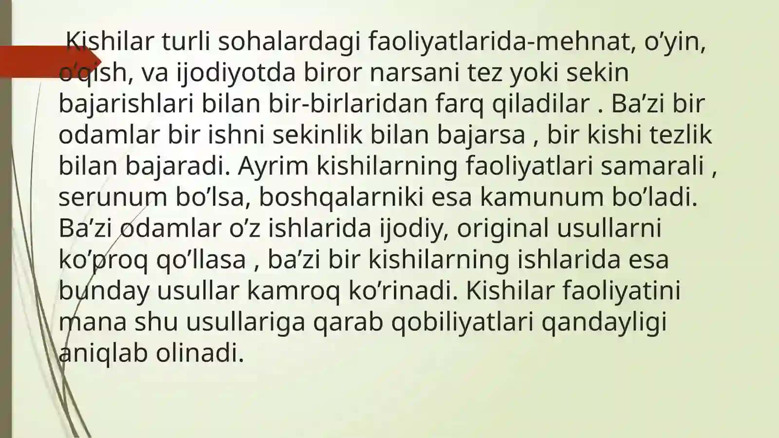 Qobiliyat tushunchasi. Umumiy va maxsus qobiliyatlar 4